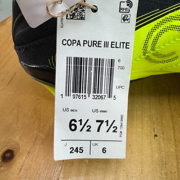 Mens 6.5 / W7.5 - Adidas Copa Pure 3 Elite FG Soccer Cleats Laceless Lucid Lemon - Picture 8 of 9